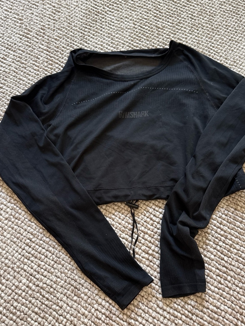 Gymshark Black Long-Sleeve Cropped Performance Top